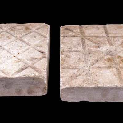 Pair of 19th Century Carved Marble Fireplace Tiles