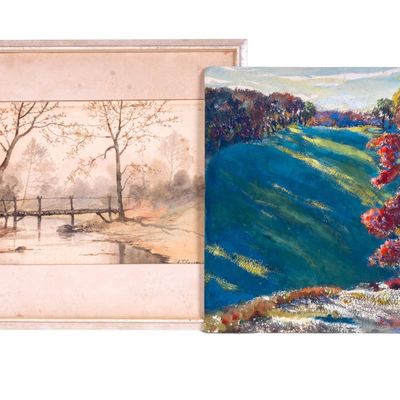 2 Signed Watercolor on Paper Paintings