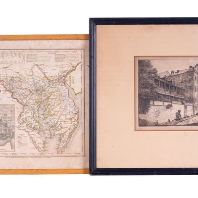 19th C Maryland Map and 20th C Baltimore Etching