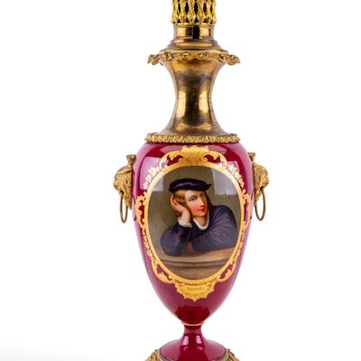 Antique French Sevres Porcelain Oil Lamp