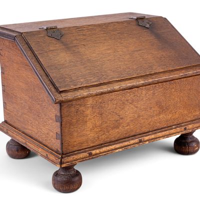 Antique Slant-Front Desktop Wood Box/Bible Chest