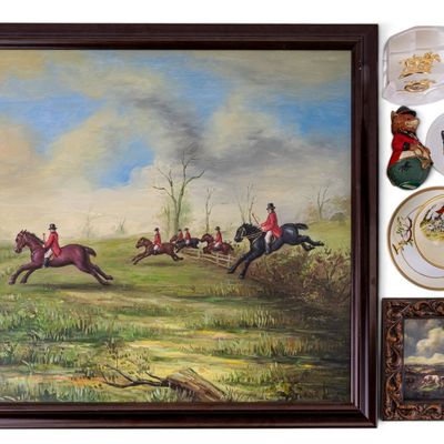 Foxhunt Miniature Oil on Board, Canvas & More