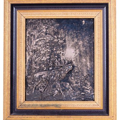 Early Relief Metal Stag Art