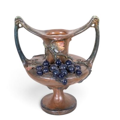 Austrian 20th C Amphora Art Nouveau Grapevine Ewer