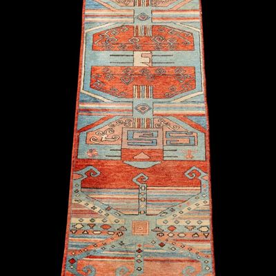 Turkish Geometric Runner Rug ~7.75' L