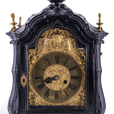 Antique George III Ebonized & Gilt Brass Clock