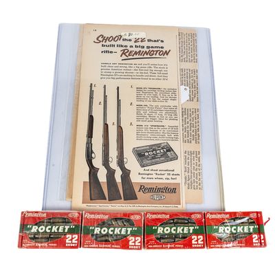 Sale Photo Thumbnail #381: 4 Remington Rocket "Chicklet" Ammo Boxes & Ad