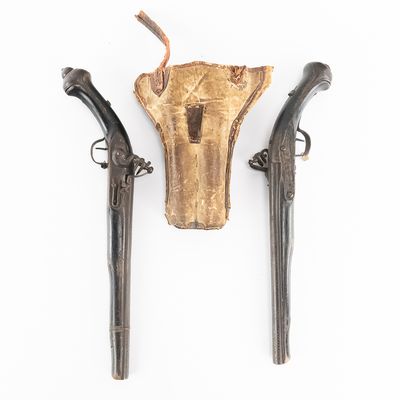 Sale Photo Thumbnail #110: Ottoman Kubur Flintlock Pair & Holster (A)
