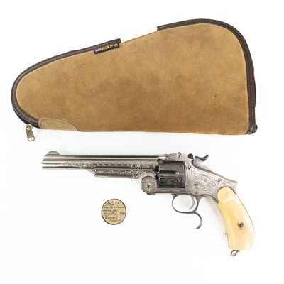 Sale Photo Thumbnail #205: RARE Nimschke Engraved S&W No3 Russian Revolver(A)