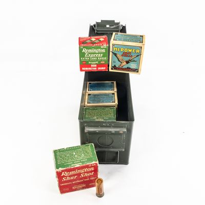 Sale Photo Thumbnail #432: 6 Boxes of Antique Shotgun Ammunition W/ Can