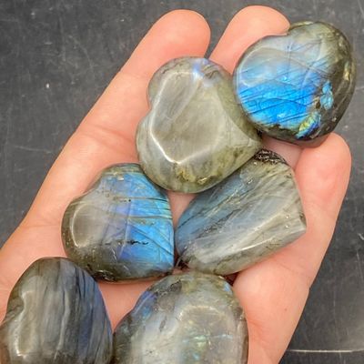 Sale Photo Thumbnail #192: Hearts, Labradorite, Rock, Carving, Collectible