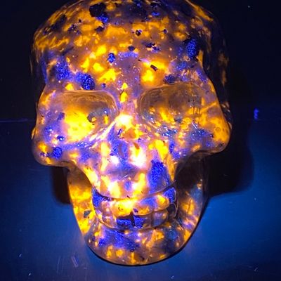 Sale Photo Thumbnail #152: Skull, Sodalite, Rock, Carving, Fluorescent