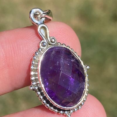 Sale Photo Thumbnail #128: Amethyst, Rock, Crystal, Sterling Silver, Jewelry, Pendant