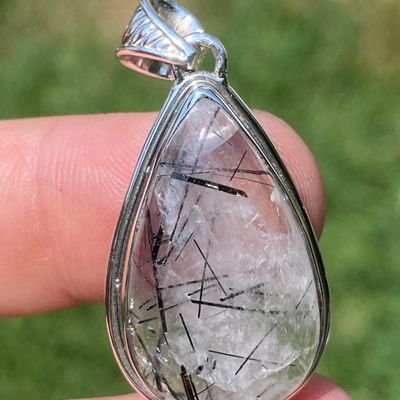 Sale Photo Thumbnail #22: Quartz, Tourmaline, Rock, Crystal, Sterling Silver, Jewelry, Pendant