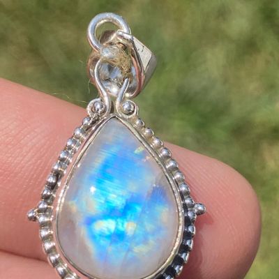 Sale Photo Thumbnail #69: Moonstone, Rock, Sterling Silver, Jewelry, Pendant