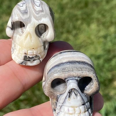 Sale Photo Thumbnail #48: Skull, Carving, Rock, Collectible, Decor, Zebra Calcite