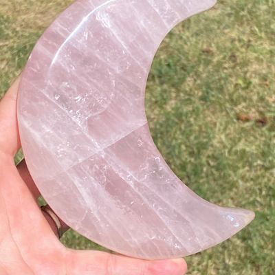 Sale Photo Thumbnail #137: Rose Quartz, Moon, Rock, Carving, Crystal, Decor