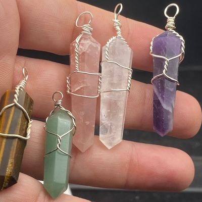 Sale Photo Thumbnail #98: Wire-Wrap, Jewelry, Pendants, Tiger eye, Amethyst, Quartz,