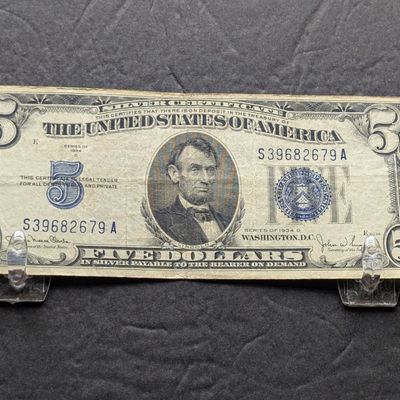 Sale Photo Thumbnail #100: 1934 D US $5 Silver Certificate
