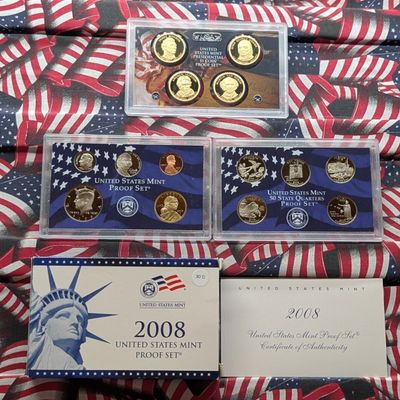 Sale Photo Thumbnail #147: 2008-S U.S. Mint Proof Set with State Quarters, Presidential Dollars and a Sacagawea Dollar in OGP w/ COA - Last Year for State Quarters!