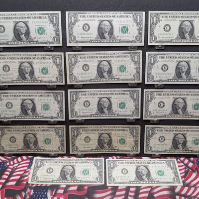 Sale Photo Thumbnail #274: (14) 1963 B U.S. $1 Federal Reserve Notes – Joseph W. Barr Signatures, One is a Major Off Centered Note