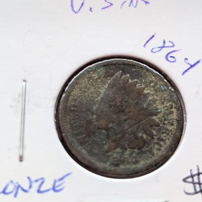 Sale Photo Thumbnail #26: 1864 Bronze Indian Head Penny - Civil War Era!
