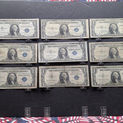 Sale Photo Thumbnail #70: (9) Series 1935 E U.S. $1 Silver Certificates