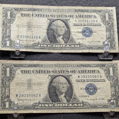 Sale Photo Thumbnail #90: (2) 1957-B US $1 Silver Certificates