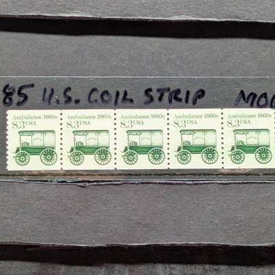 Sale Photo Thumbnail #385: (1985) 1860's Ambulance U.S. Coil Strip Of Stamps, Mint, Original Gum, Never Hinged