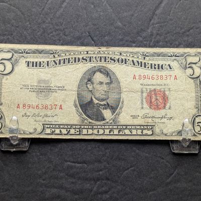 Sale Photo Thumbnail #40: 1953 US $5 United States Note - Red Seal