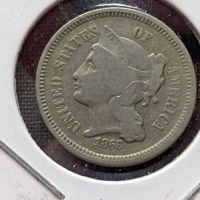 Sale Photo Thumbnail #407: 1868 US Three-Cent Nickel