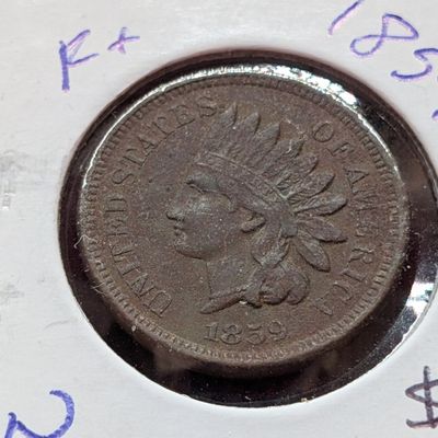 Sale Photo Thumbnail #126: 1859 Copper Nickel Indian Head Penny - Full Liberty! - First Year!