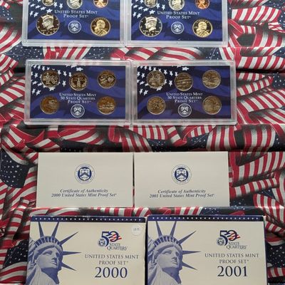 Sale Photo Thumbnail #46: 2000-S & 2001-S U.S. Mint Proof Sets with State Quarters & Sacagawea Dollars in OGP w/ COA