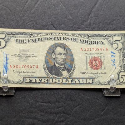 Sale Photo Thumbnail #261: 1963 U.S. $5 United States Note - Red Seal