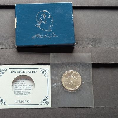 Sale Photo Thumbnail #348: 1982-D George Washington 250th Anniversary of Birth Commemorative Half Dollar, .900 Fine Silver - With OGB and COA