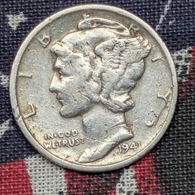 Sale Photo Thumbnail #194: 1941-S (WWII ERA), Mercury Dime, 85 Years old, 90% Silver