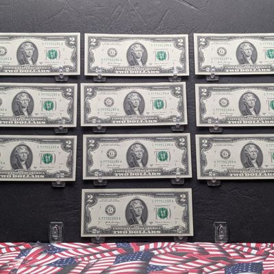 Sale Photo Thumbnail #311: (10) 2017 A Series $2 Bills W/ Consecutive Serial Numbers - LUCKY SEVENS