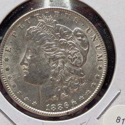 Sale Photo Thumbnail #402: 1886 Morgan Silver Dollar, 90% Silver