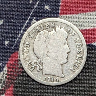Sale Photo Thumbnail #305: 1914 Barber Dime, 112 Years old, 90% Silver