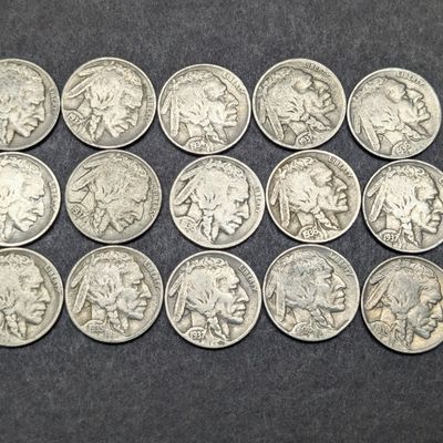 Sale Photo Thumbnail #331: (15) 1930-1937 Indian Head Buffalo Nickels