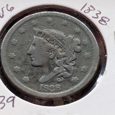 Sale Photo Thumbnail #101: 1838 Matron Liberty Head Large Cent - 188 Years Old!