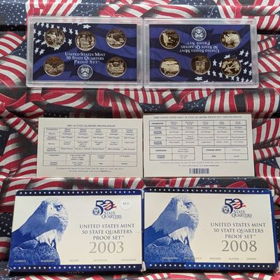 Sale Photo Thumbnail #225: 2003-S & 2008-S U.S. Mint 50 State Quarters Proof Sets in OGP w/ COA