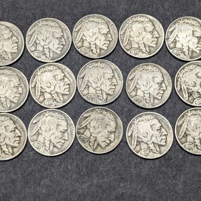 Sale Photo Thumbnail #22: (15) 1935 P,D, & S Indian Head Buffalo Nickels