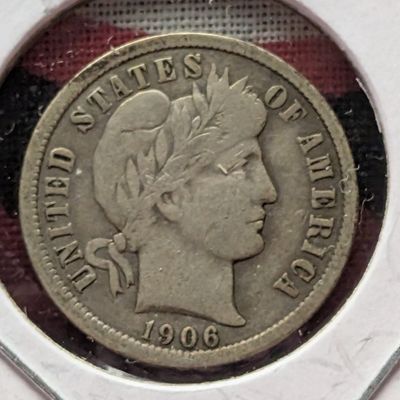 Sale Photo Thumbnail #425: 1906-D Barber Dime, 90% Silver
