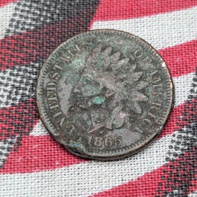 Sale Photo Thumbnail #243: 1865 Bronze Indian Head Penny - Civil War Era!
