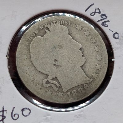 Sale Photo Thumbnail #66: 1896-O 90% Silver Barber Quarter