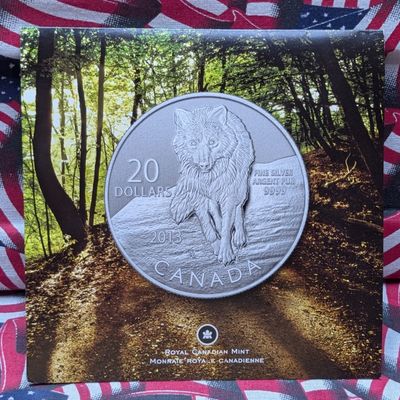 Sale Photo Thumbnail #430: 2013 Canadian $20 Wolf, .9999 Fine Silver 7.96 Grams - struck by the Royal Canadian Mint, With OGP and COA