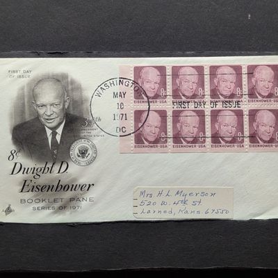Sale Photo Thumbnail #378: 1971 Eisenhower Booklet Pane Of Eight As A First Day Cachet