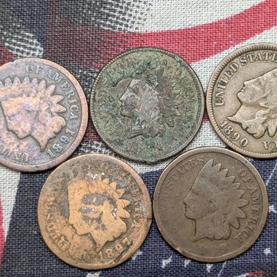 Sale Photo Thumbnail #341: 1890, 1891, 1894, 1897, & 1899 Indian Head Cents