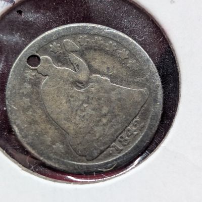 Sale Photo Thumbnail #198: 1842 Seated Liberty Half Dime, Damaged, Hole